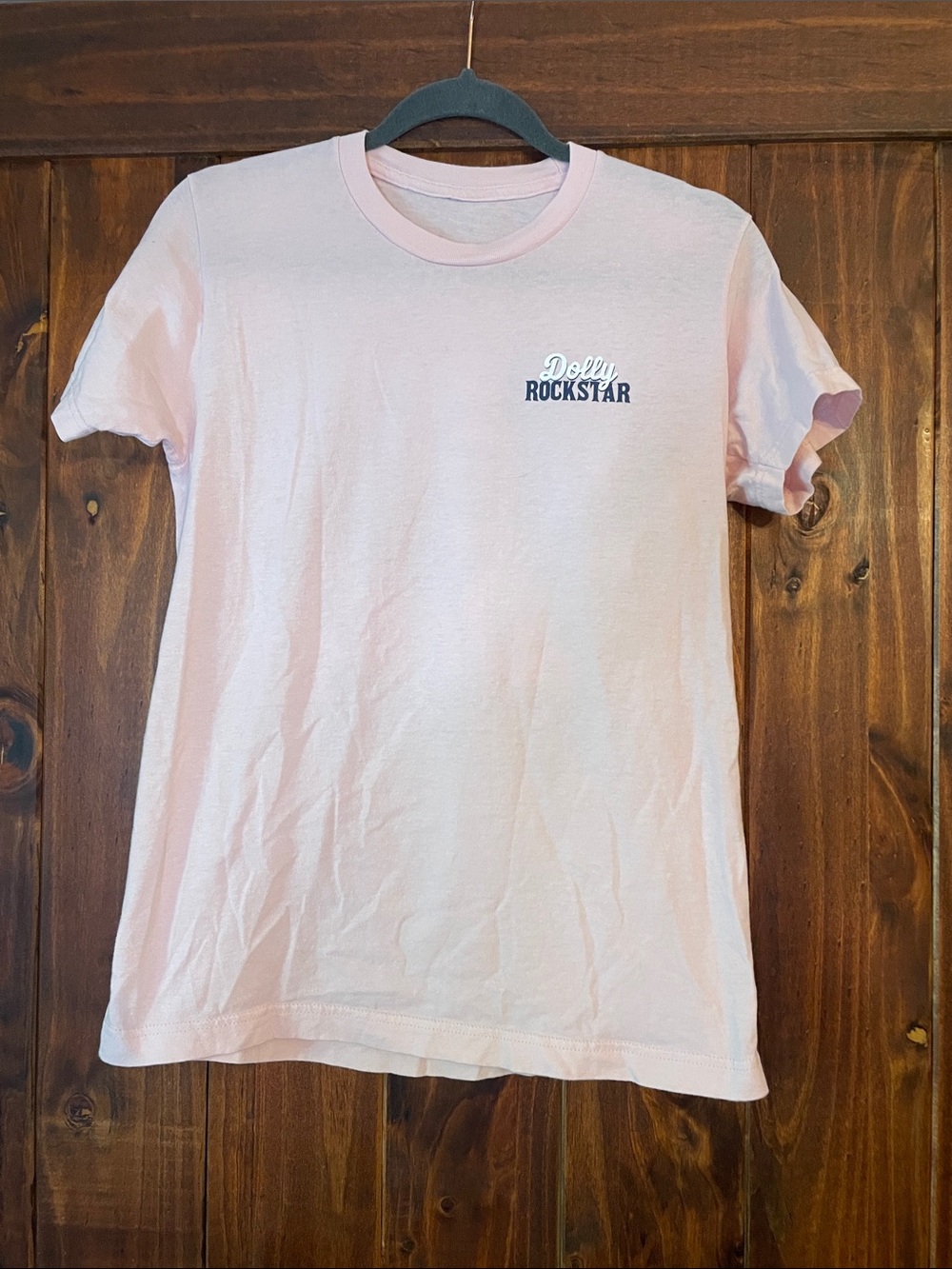 Pale Pink 'Dolly Rockstar' Dolly Parton Short Sleeve Tee